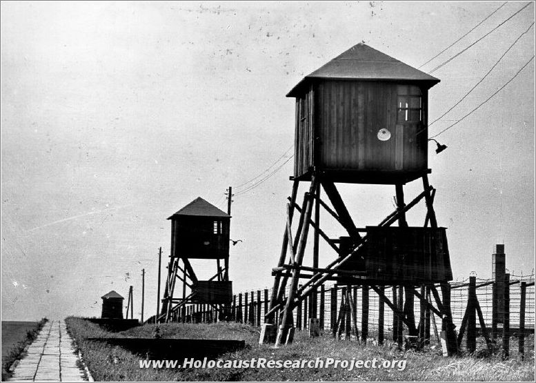 Row of guard towers at Majdanek